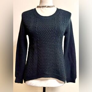 Abercrombie & Finch Black Cable Knit Wool Blend Sweater Sz Small